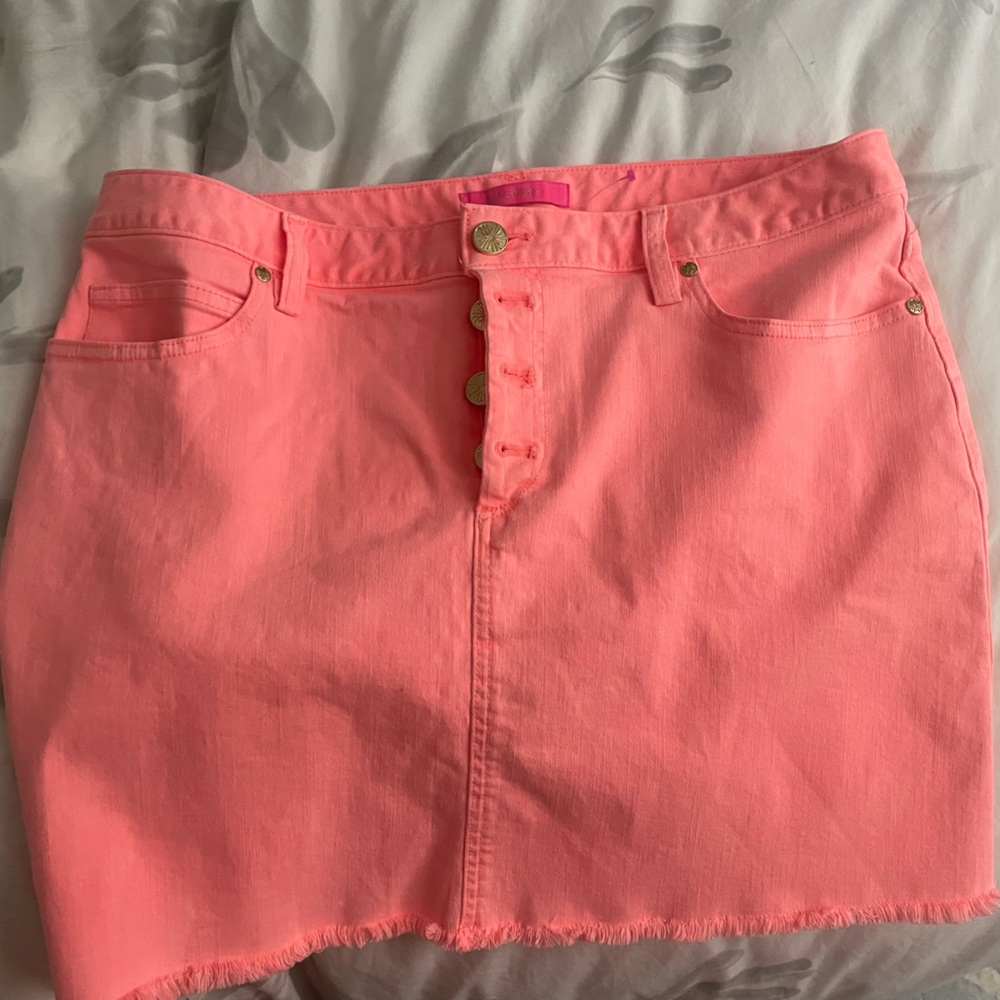 Lilly Pulitzer Kooper High-Waisted Skirt in Papaya Sz 14